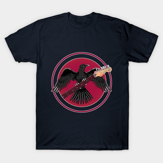 Black Raven and strat guitar T-Shirt by Brash Ideas